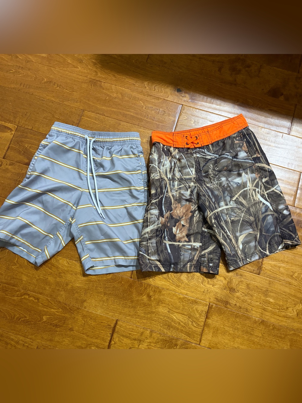 Bundle of 2 Amazon Essentials and Realtree Camo Swimming Trunks Boys Size 10/12